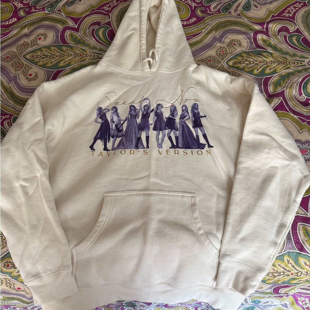 Taylor Swift Speak Now Cream Hoodie with Purple Graphic - never worn